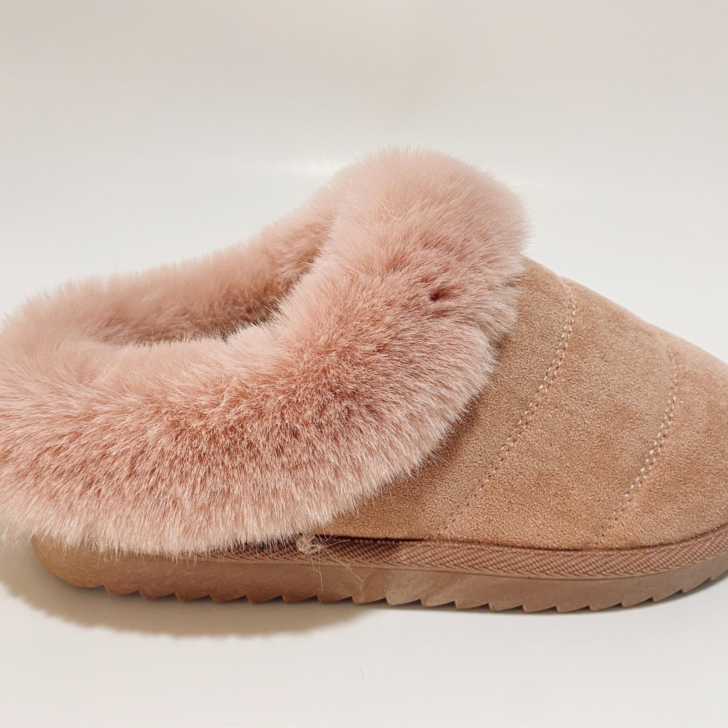 Women's Fuzzy Trim Snow Boots Non-slip Warm Slippers