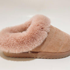 Women's Fuzzy Trim Snow Boots Non-slip Warm Slippers