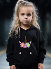 Kid's Unicorn Print Outfit Hoodie & Pants Set