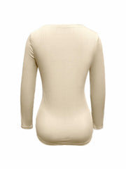 Rib Knit Button Front Sweater Slim Fit Long Sleeve Casual Top