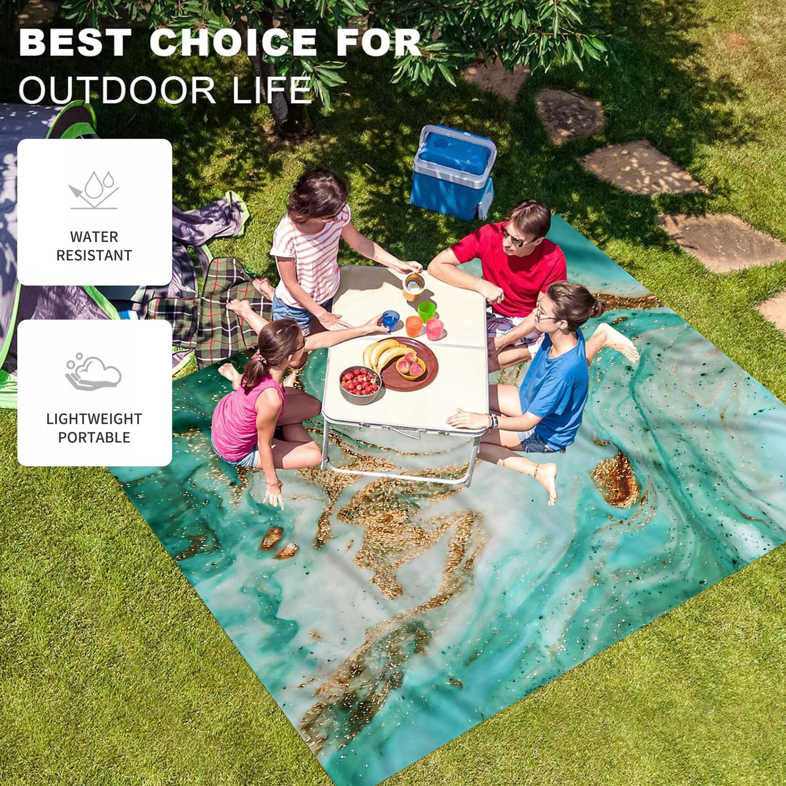 Marble Print Picnic Mat Lightweight Waterproof Sandproof
