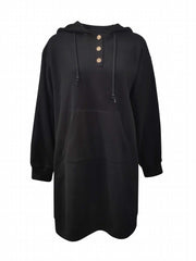Hooded Drawstring Dress with Pockets Long Sleeve Casual