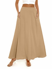 Pleated Long Skirt Loose Casual Skirt For Spring & Summer