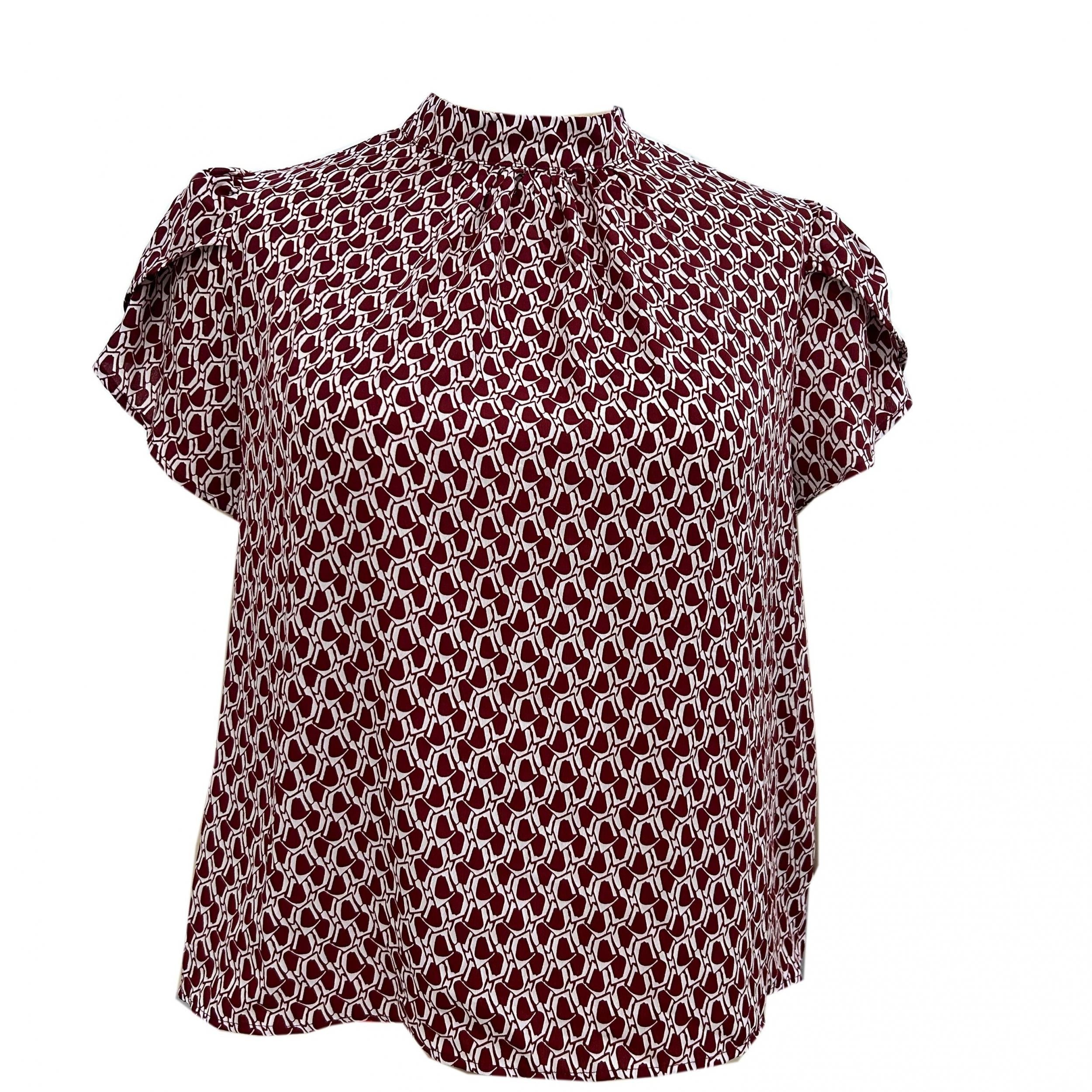Casual Blouse Women's Plus Stand Collar Ruched Blouse