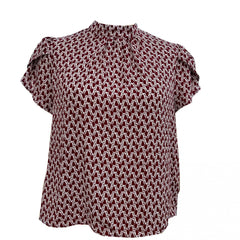 Casual Blouse Women's Plus Stand Collar Ruched Blouse