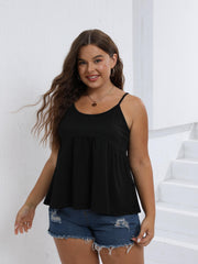 Casual Cami Top Plain Backless Round Neck Nipped Waist Ruched Stretch