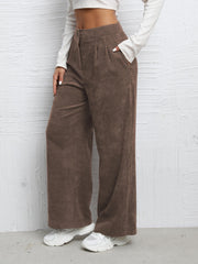 High Waist Wide Leg Pants with Pockets