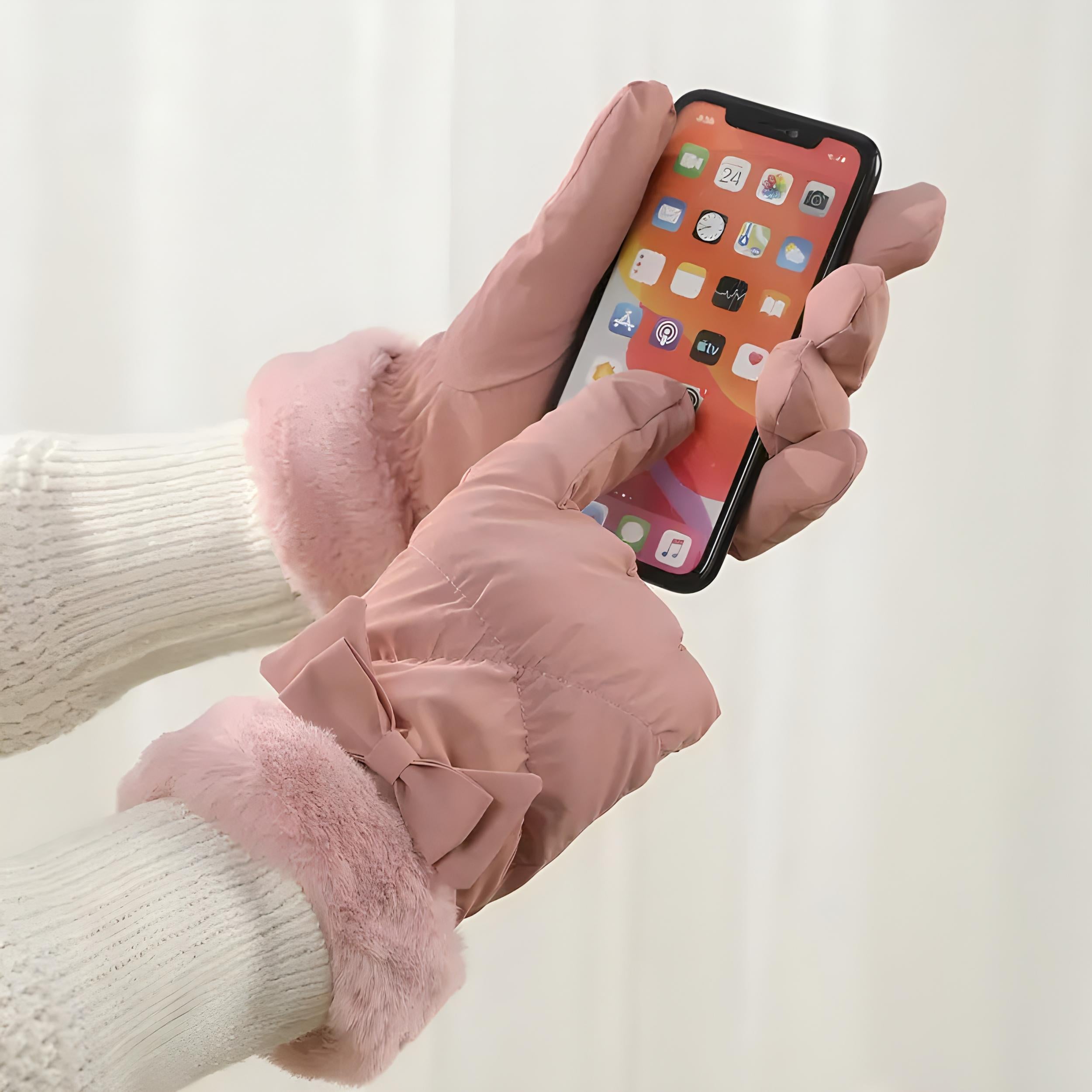Warm Gloves With Bows - Cozy Winter Handwear