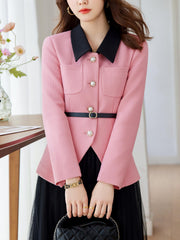Waffle Grid Work Blazer with Dual Pockets