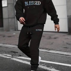 Men's Casual Long Sleeve T Shirt Hooded Sweatshirt & Sweatpants Joggers Set