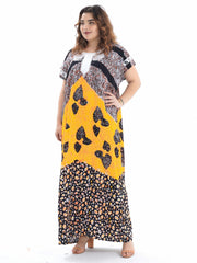 Graphic Print Kaftan Dress Set with Hijab