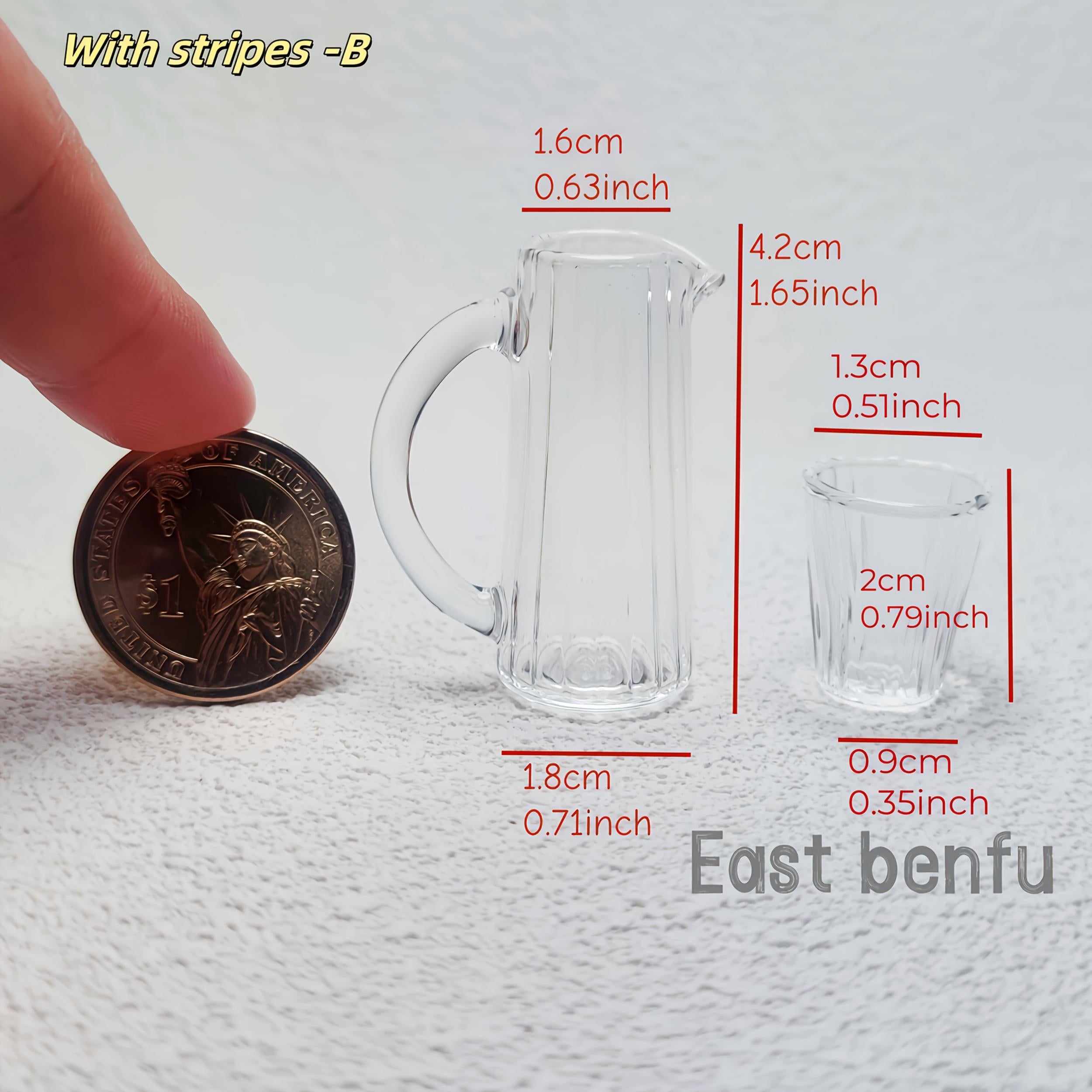 3pcs Glass Pot and Cup Set for 1 6 Dollhouses Transparent Realistic Durable