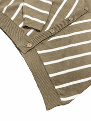 Stripe Print Button Up V Neck Cardigan