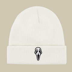 90s Horror Skull Embroidered Beanie Unisex Solid Skull Cap Hip Hip Warm Knit Hat