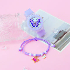 Girls' Sweet Style Glow in Dark Butterfly Watch Set