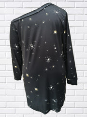 Glitter Christmas Tree Print One Shoulder Dress