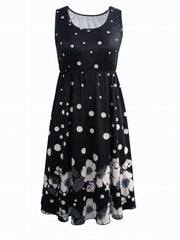 Solid Knotted Tops & Floral Print Dress Outfits Women's Clothing