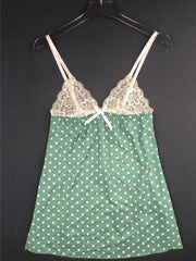 Lace Slip Nightdress Sexy V Neck Polka Dot Sleep Dress Women's Sleepwear