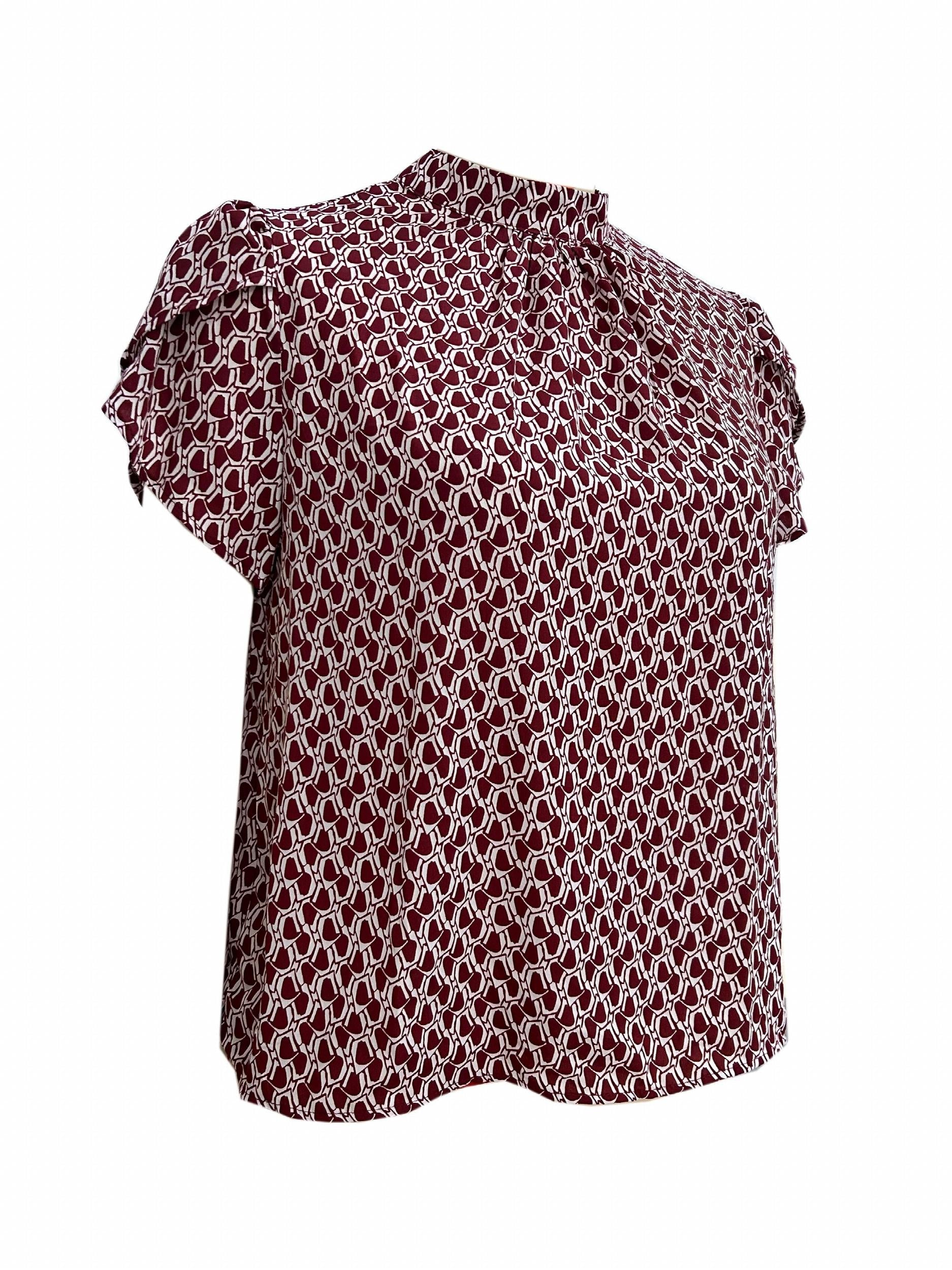 Casual Blouse Women's Plus Stand Collar Ruched Blouse