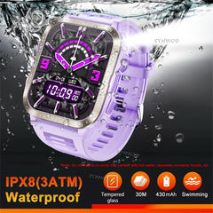 Synwoo Unisex Purple Smartwatch with LED Flashlight UV Light