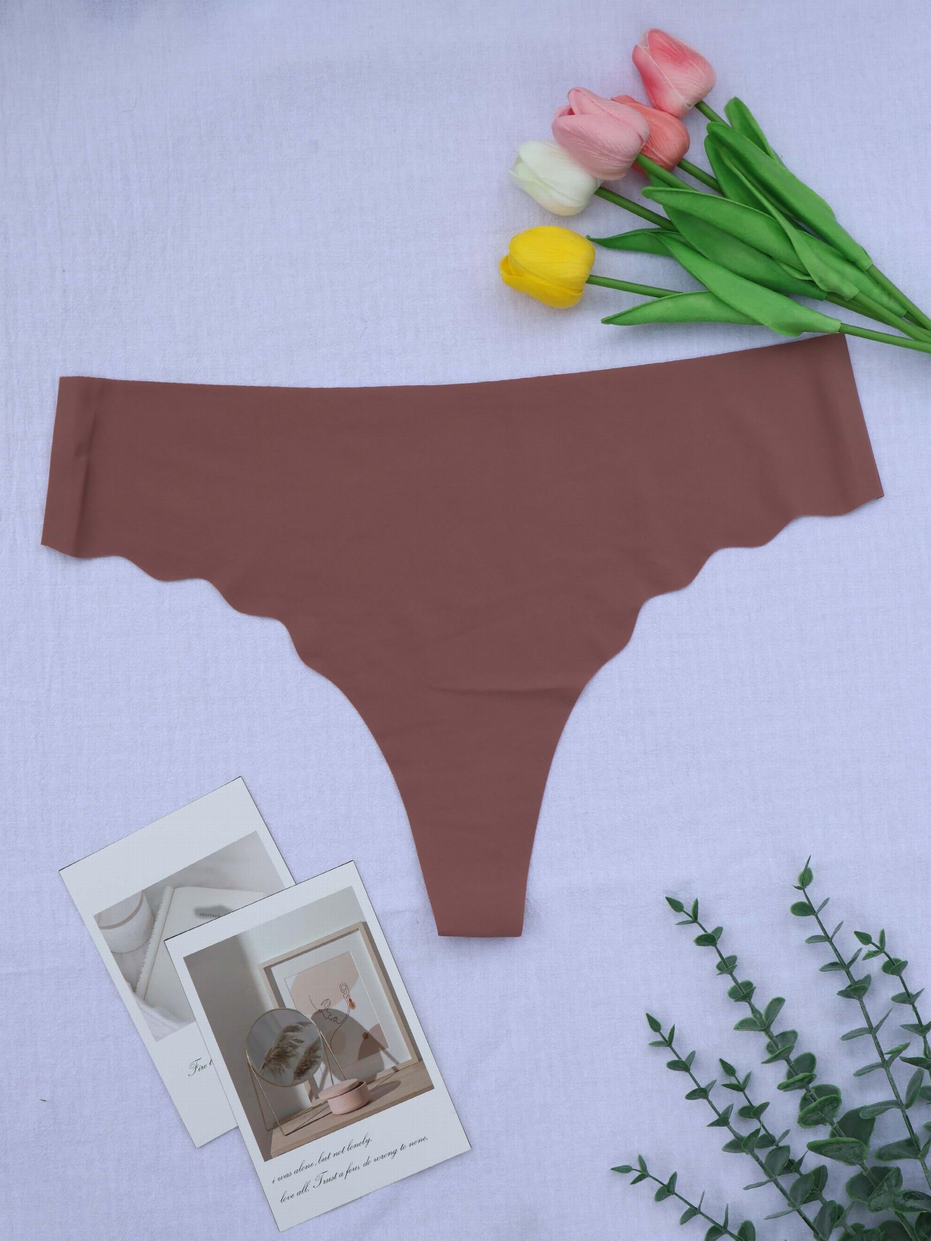 7 Pack Plus Size Sexy Panties Set Women's Plus Solid Seamless Thong 7pcs Set