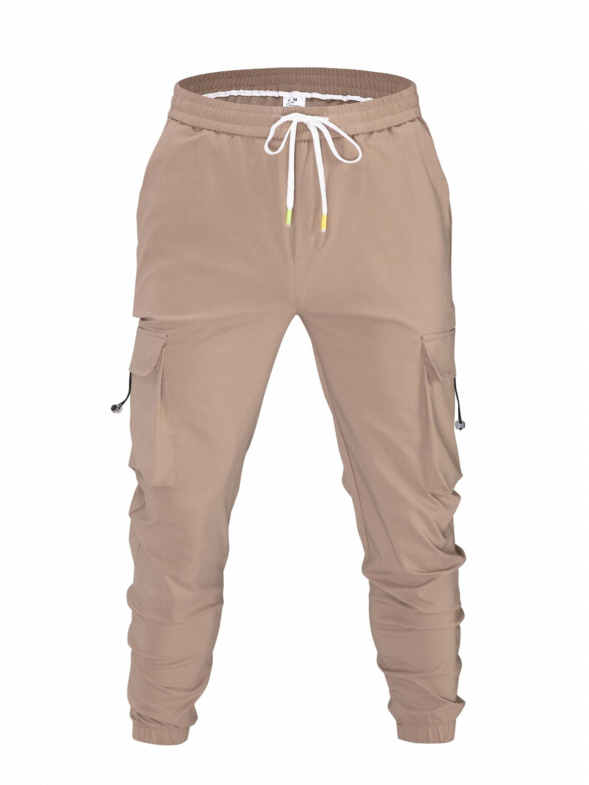 Men's Cargo Pants Drawstring Flap Pocket Loose Jogger Work Pants