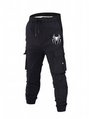Spider Print Cargo Pants Men's Drawstring Joggers