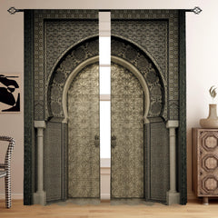 2pcs Moroccan Style Printed Curtains for Living Room Bedroom Kitchen