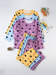 Women's Plus Heart & Polka Dot Pajamas Set Long Sleeve Tee & Pants