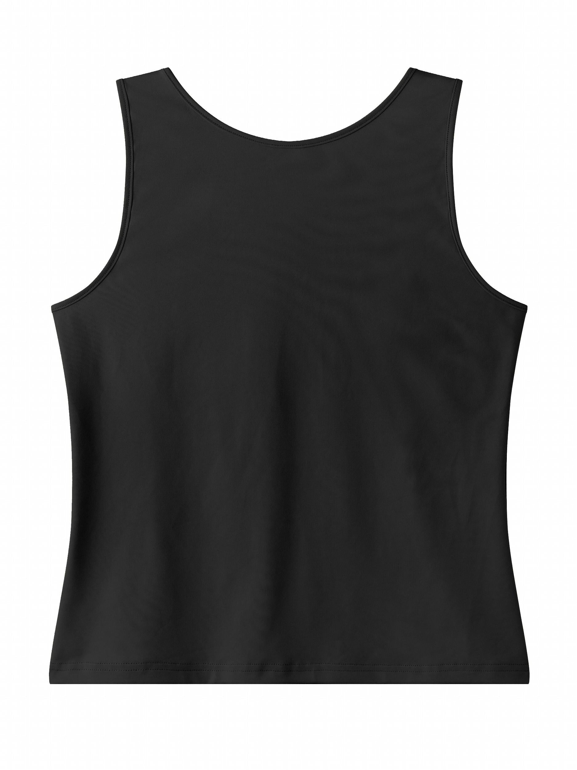 Button Front Tank Top Crew Neck Sleeveless Casual Summer Women's Clothing