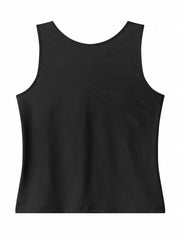 Button Front Tank Top Crew Neck Sleeveless Casual Summer Women's Clothing