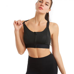 Criss Cross Back Sports Bra Front Zipper Push Up Shockproof Yoga Workout Bra