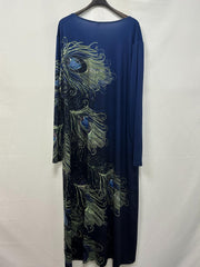 Peacock Print Long Sleeve Maxi Dress