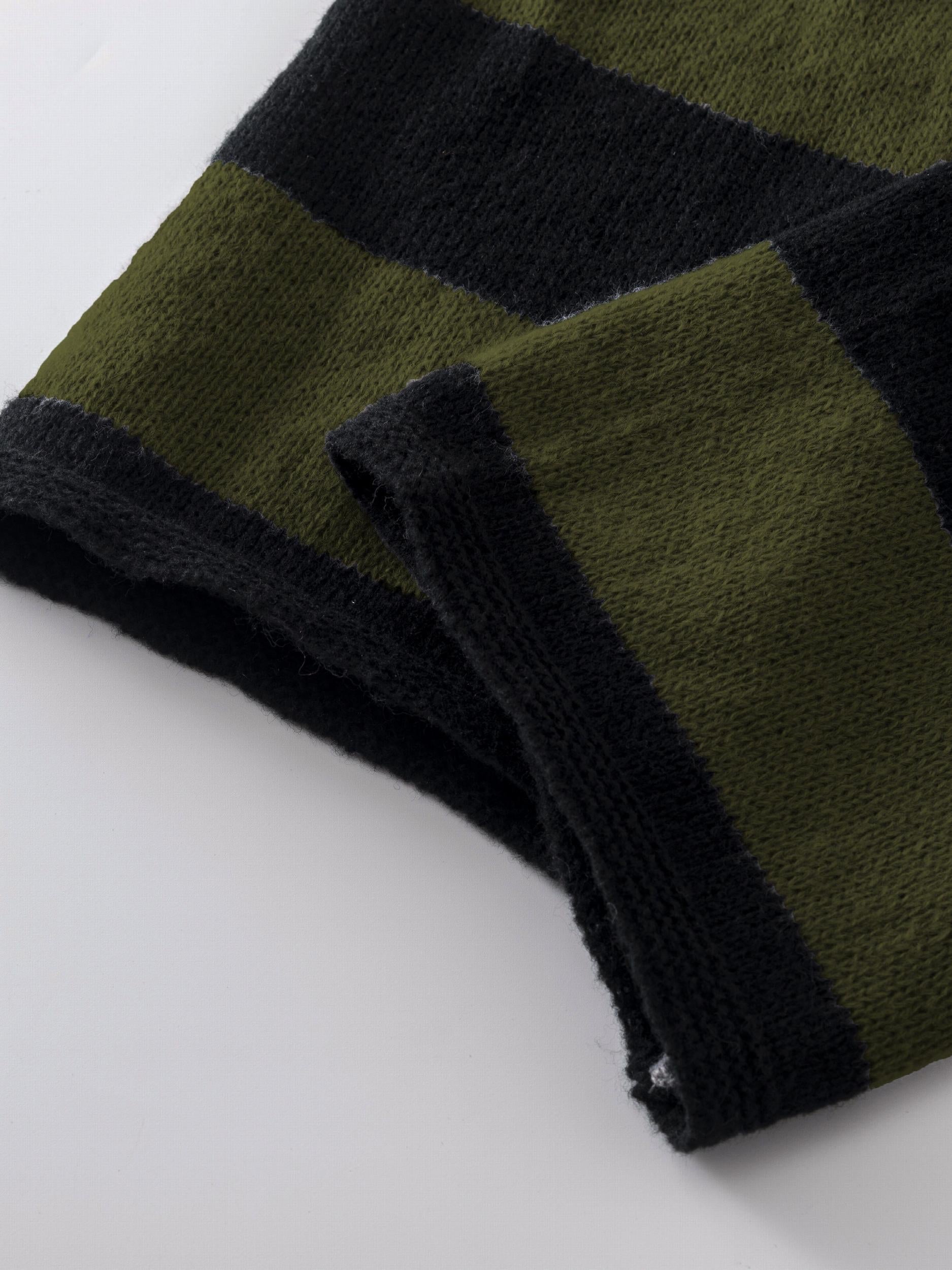 Grunge Block Striped Knit Sweater Crew Neck Long Sleeve Women's