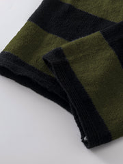 Grunge Block Striped Knit Sweater Crew Neck Long Sleeve Women's