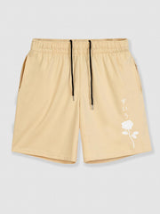 Men's Rose Print Drawstring Shorts with Pockets