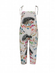 Animal & Floral Print Tie Shoulder Jumpsuit