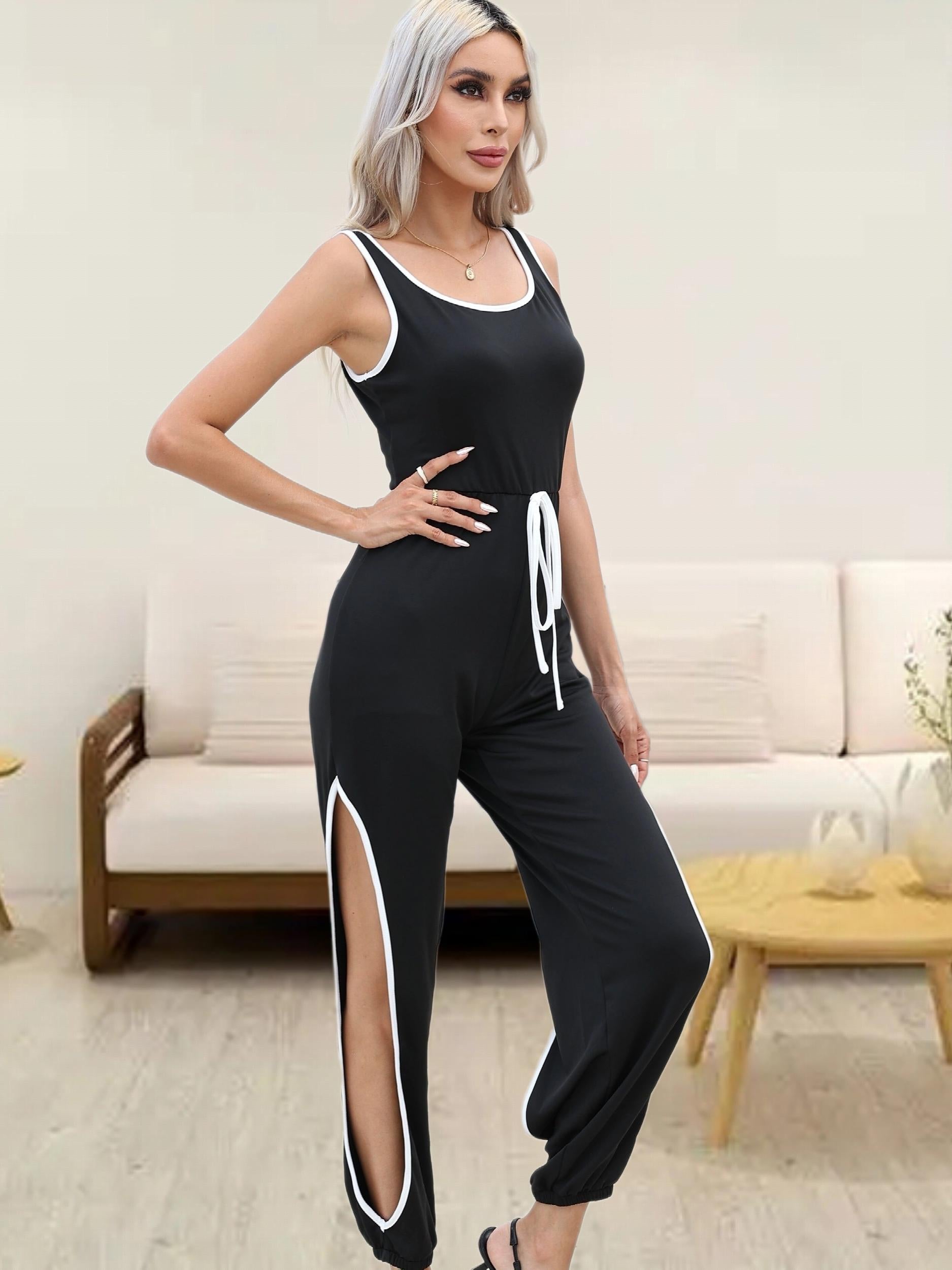 Sleeveless Lounge Jumpsuit Round Neck Women's Loungewear