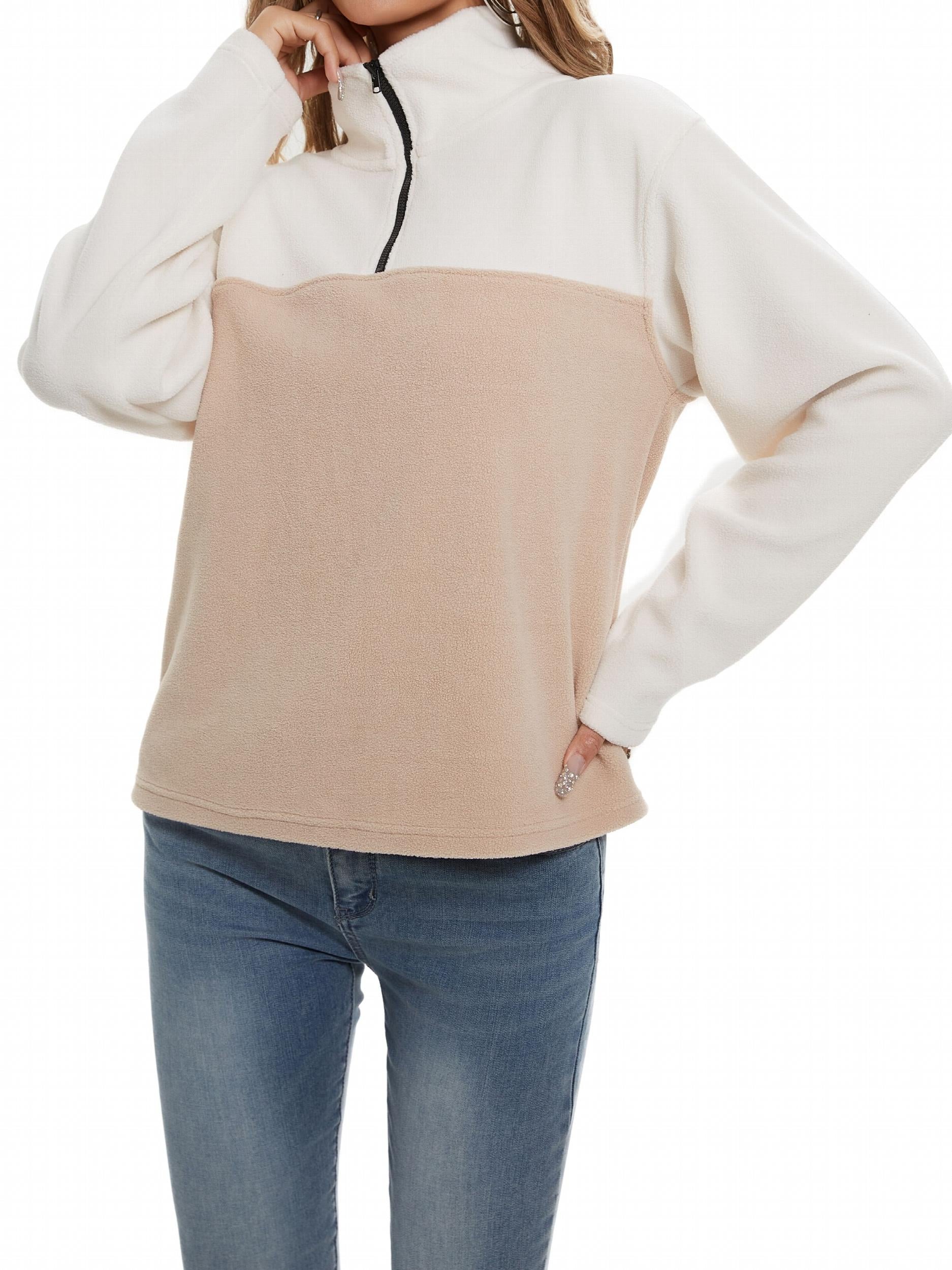 Half Zipper Casual Pullover Sweatshirt Mock Neck Activewear