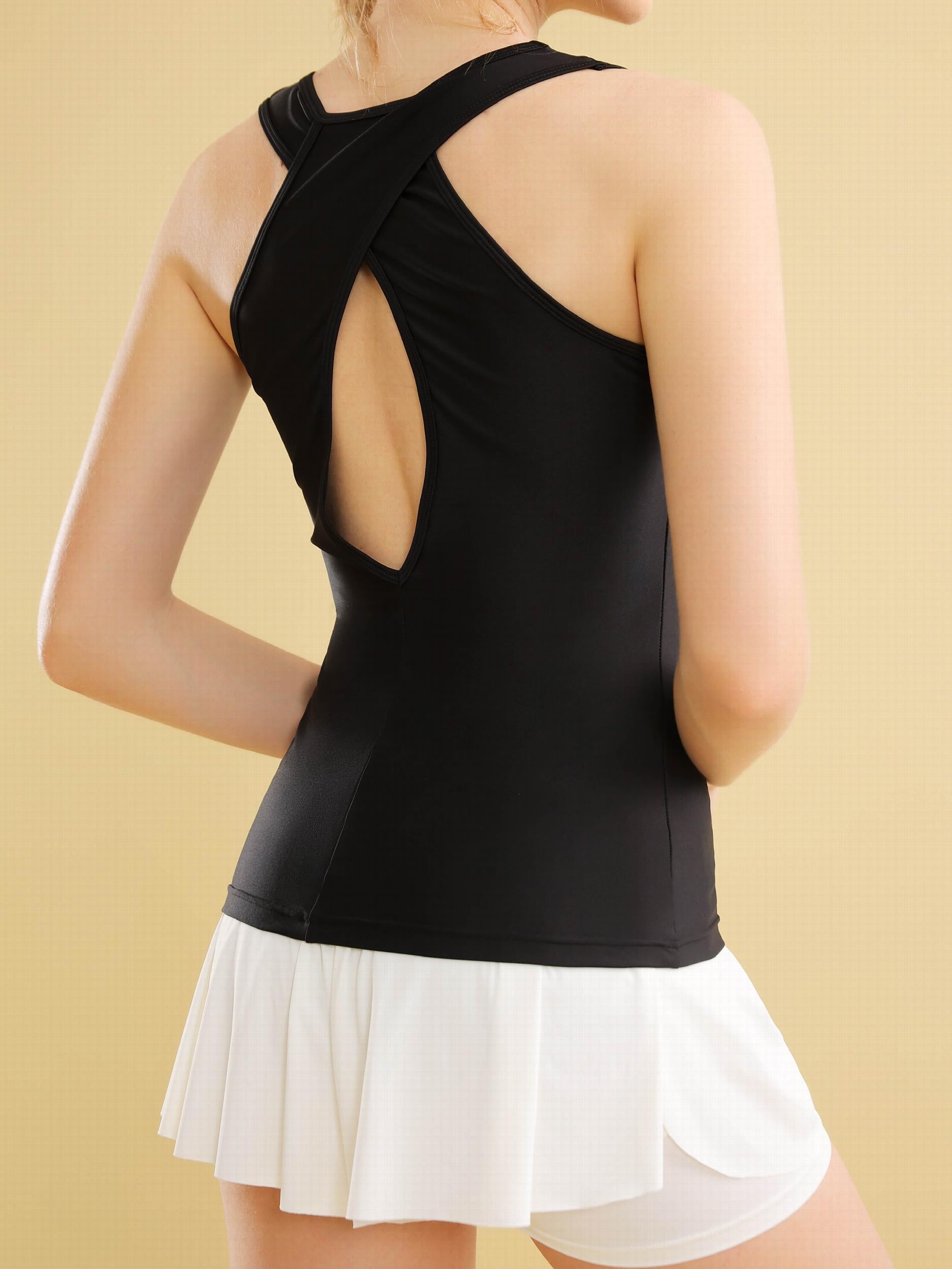 Casual Loose Tank Top Hollow Back Sports Summer Tops
