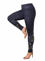 Women's Plus Size Tree Print Top & Leggings 2 Piece Set