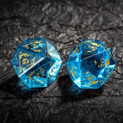 Aquamarine Glass Gemstone Dice Treasure Deep Sea Elves