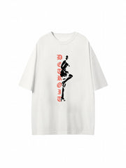 Girl & Letter Print Crew Neck T Shirt Unisex Hip Hops Style Short Sleeve
