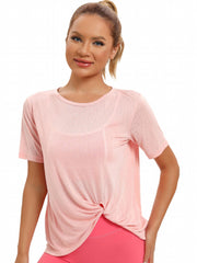 Women's Sports Yoga Short Sleeve Crew Neck T Shirt
