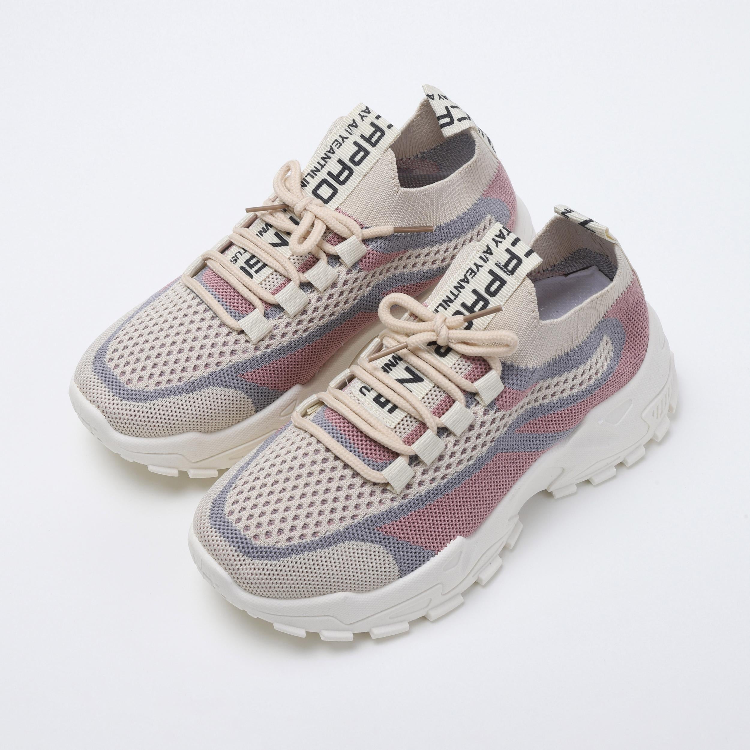 Women's Breathable Knit Platform Sneakers Casual Lace Up Outdoor Shoes
