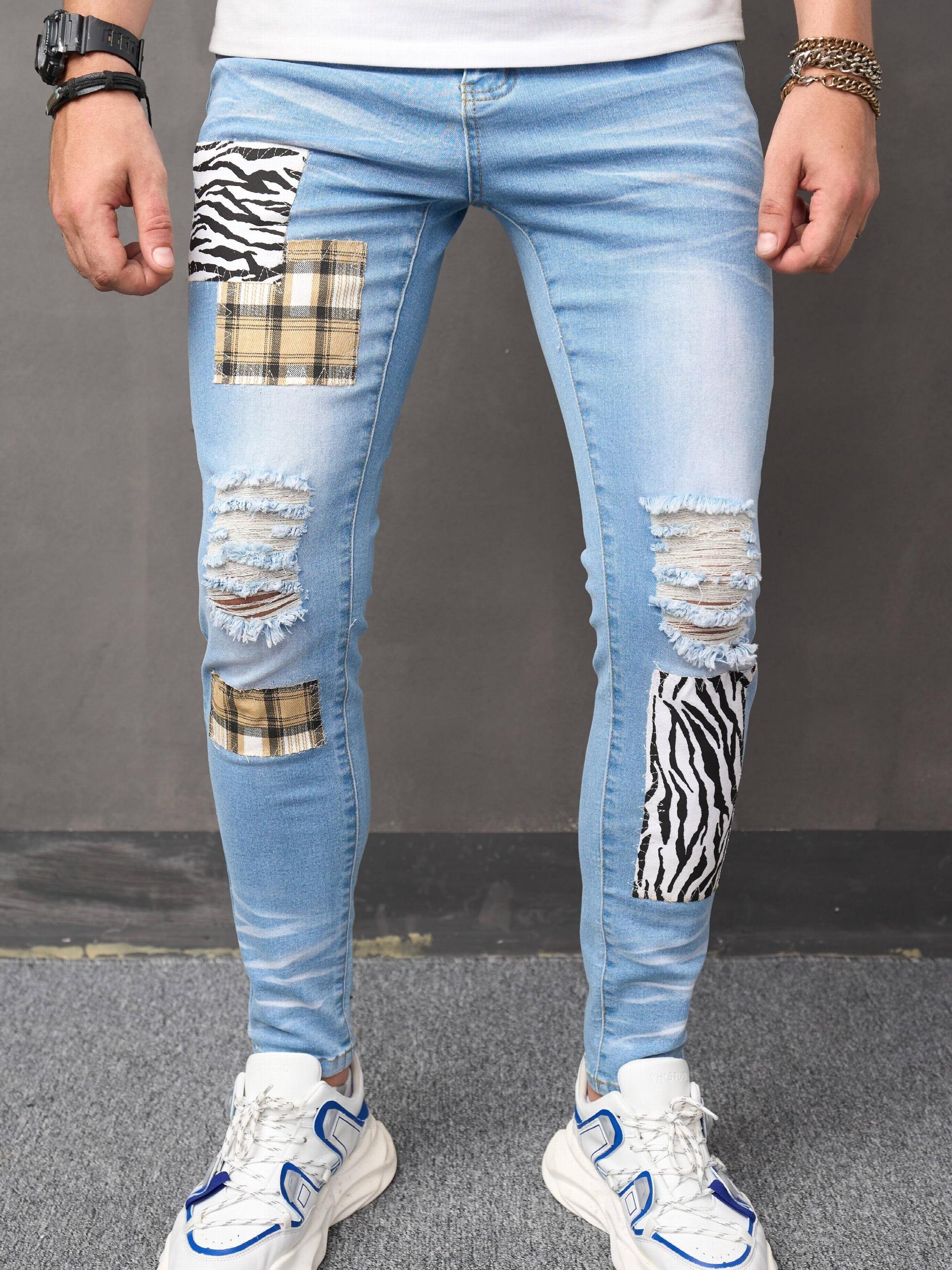Distressed Knee Ripped Slim Fit Jeans