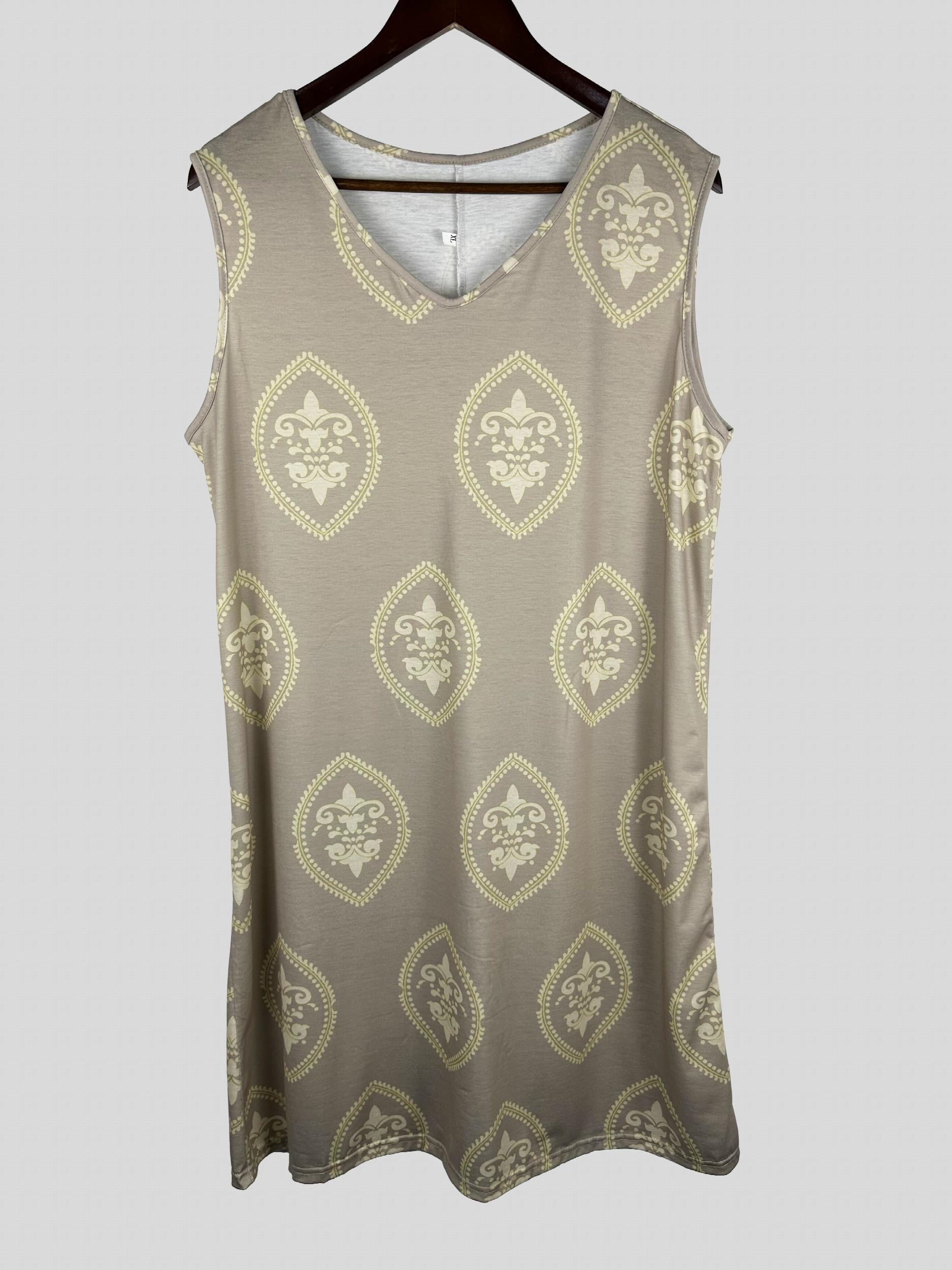 Floral V Neck Tank Dress Plus Size