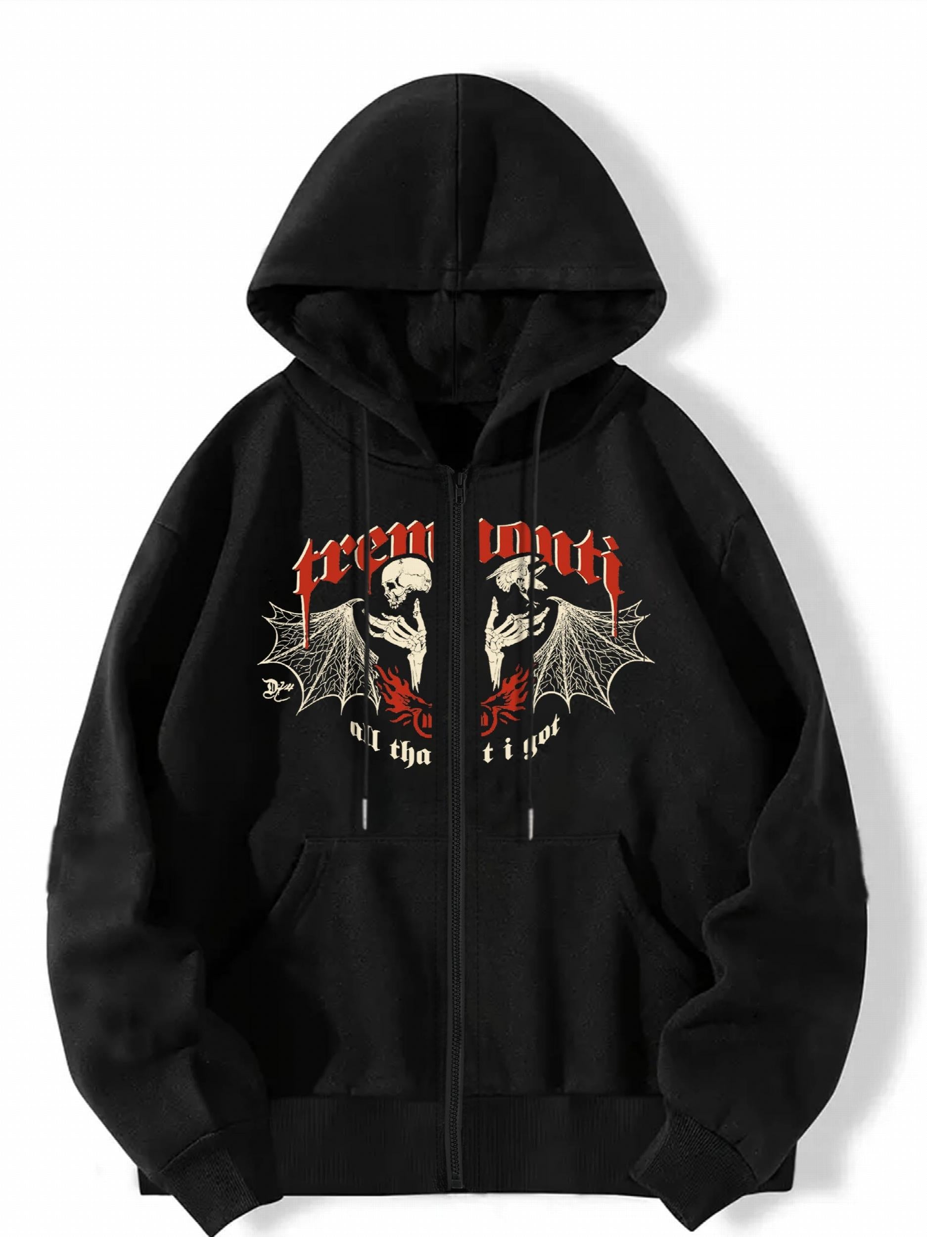 Skull Graphic Hooded Sweatshirt Zip-Up Hoodie