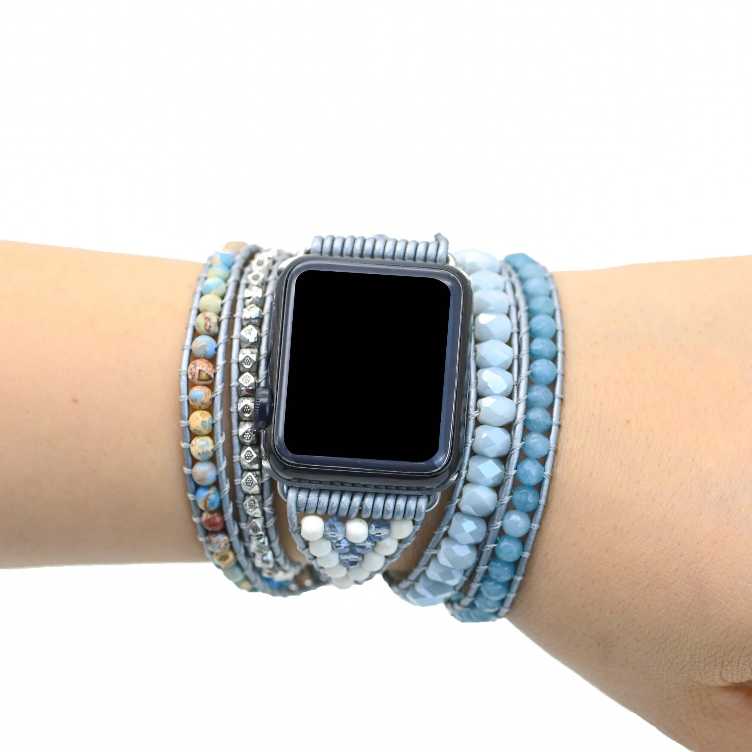 Adjustable Bohemian Stone Watch Band Men Crystal Band 38mm-45mm
