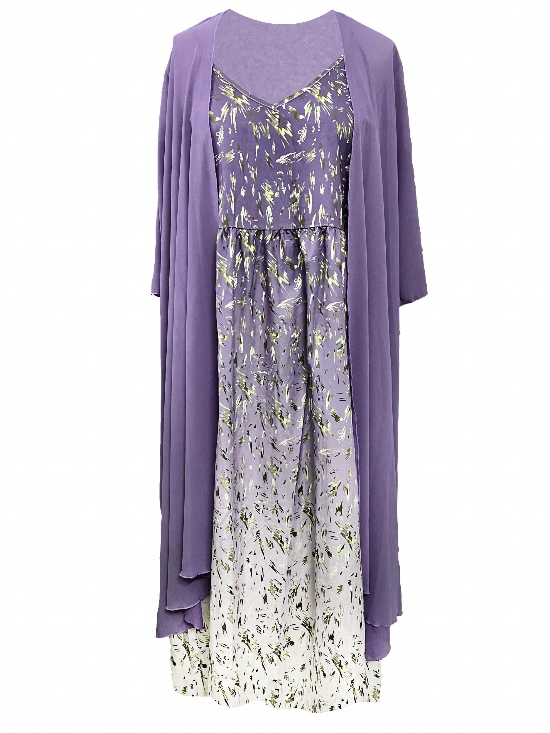 Cover Up & Glitter Floral Print Maxi Dress Set